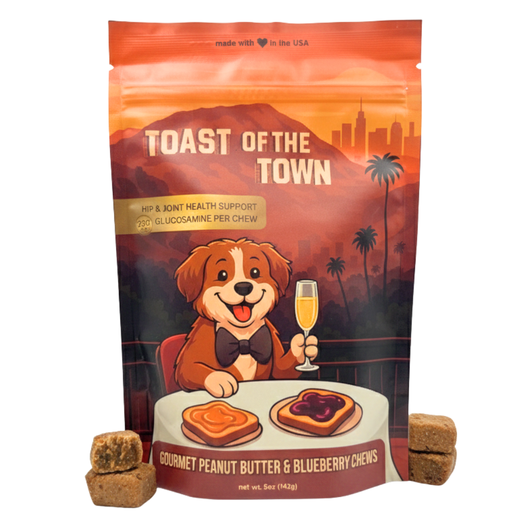 Toast of the Town, Soft Dog Treats with Glucosamine, Peanut Butter & Blueberry